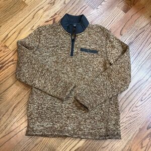 Eddie Bauer Sweater Small Brown Pull Over Jacket Heather Outdoor Quarter Zip